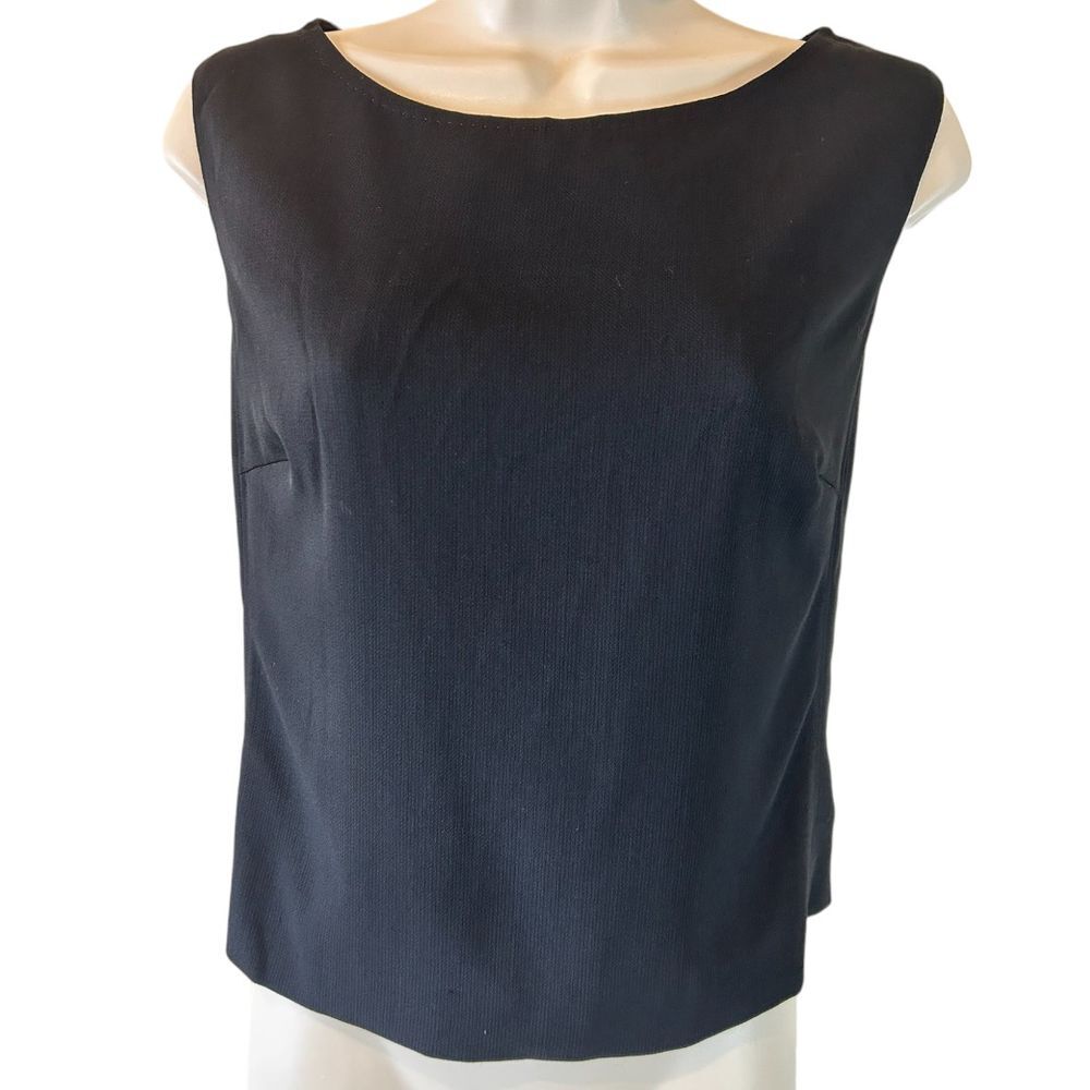 MaxMara Pure Virgin Wool Sleeveless Shell Top Classic Black Italian‎ Luxury
